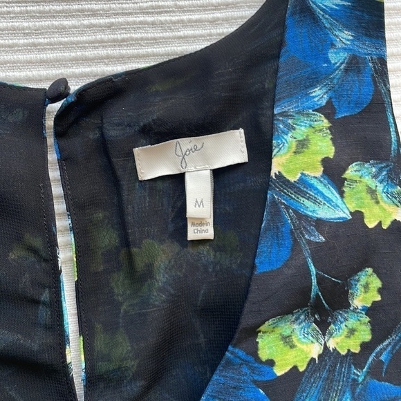 JOIE Mare Blue Floral Linen and Silk Dress Size Medium - Picture 2 of 8